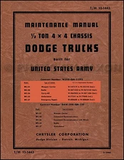 1941-1947 Dodge WC half ton Army Truck Shop Manual 4x4 Repair Service Book