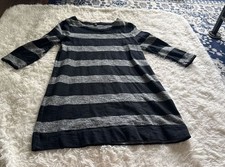 J.Crew Heather Gray and Black Metallic Striped Maritime Cotton Shift Dress with