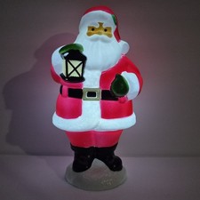 Holiday Time 11  Tabletop Blow Mold Christmas Santa Claus Light Up Glitter Base