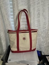 Vintage L.L. Bean Boat and Tote Zip-Top Red Trim Canvas Bag Made in USA