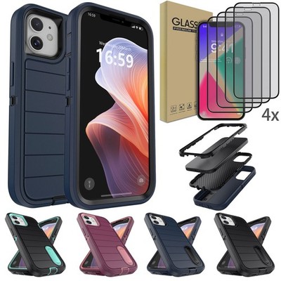 For Apple iPhone 12 Pro Max 12 Pro/12 Case Cover Hybrid Rubber / Tempered Glass
