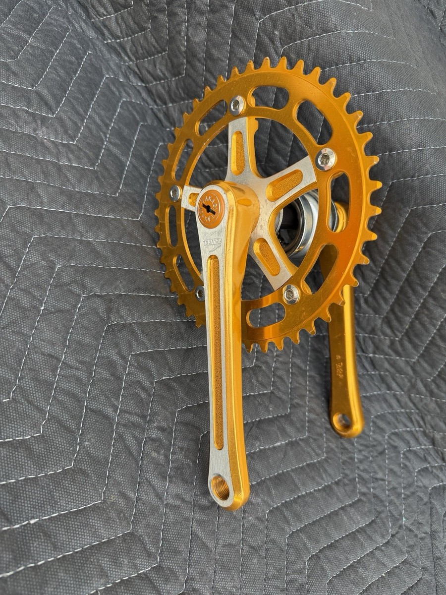 Takagi Tourney Vintage BMX Cranks 3-Piece Set 170mm Gold Anodize