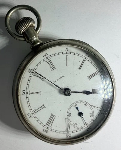 Antique Trenton pocket watch glass back cover Marked Hamilton