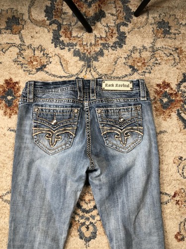 Rock Revival Jeans Women' 30 Blue Easy Straight Sukara Distressed Designer Denim - Picture 11 of 14