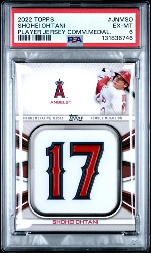 PSA 7 ex-mt 2022 TOPPS PLAYER JERSEY COMMEMORATIVE MEDALLION JNMSO SHOHEI OHTANI