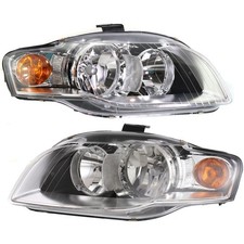 LH RH Headlight For Audi A4 Quattro 2005-2009 Halogen w/ Bulbs 06-08 Sedan/Wagon
