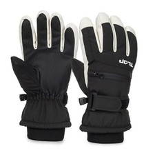 Kids Boys Snow Ski-Gloves Winter Windproof Thermal-Warm 6-12 Years Black