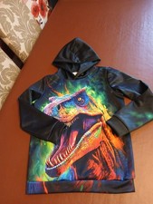 Uk Childs Size 140cms Hoody Dinosaur Colourful Pockets Pull Over Boys Girls