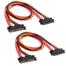 SATA 22 Pin 7 15 Male to Female Data Power Combo Extension Cable 50cm 2 PCS
