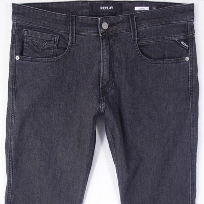 Herren Jeans Replay M914 ANBASS Stretch Slim Tapered Grau W34 L32