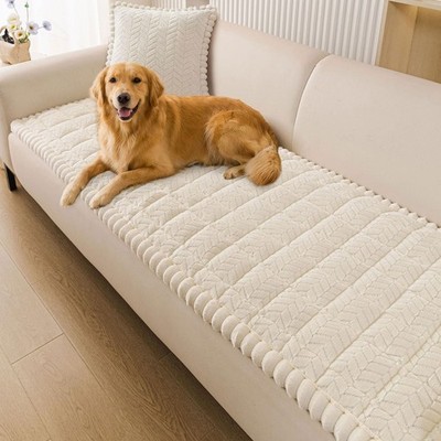 Smiry Non Slip Couch Covers for Dogs, Fuzzy Pet 27.6'' x 59'', Beige 