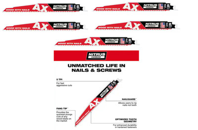 5 Milwaukee 9 in. 5 TPI The Ax Nitrus Carbide Teeth Wood With Nails 48-00-7252