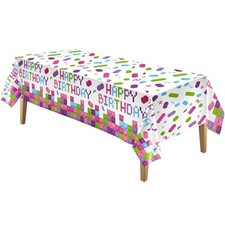 3 Pcs Building Blocks Tablecloth 51 x 108 Inches Disposable Tablecover Birthd...