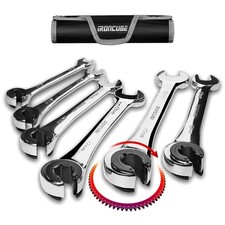 6-piece Metric Ratcheting Brake Line Wrench Set