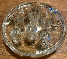 Vintage Clear Glass Footed Floral Frog ~ 11 Hole ~ 3.5" ~ Flower Arrangements