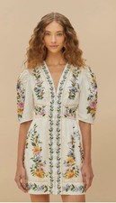 Farm Rio Sweet Bloom Dreamscape Off White Mini Dress Size L NEW WITH TAGS