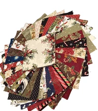 Winter Charm Pack of 60 Squares of Quilt Shop Fabrics, by Moda, Hoffman, etc.