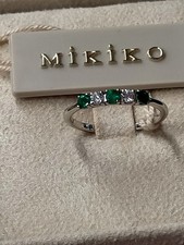 Anello  in oro bianco 750 smeraldo Naturale e Diamanti naturali