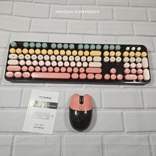 Mofii Wireless Keyboard and Mouse Combo, Multi Color Round Keys, PC/Laptop/Mac