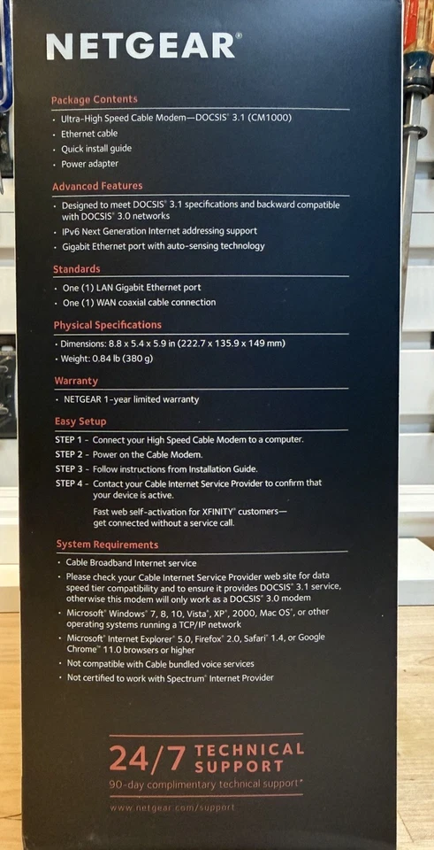 NETGEAR CM1000 DOCSIS 3.1 Ultra High Speed Cable Modem - Image 3 of 4