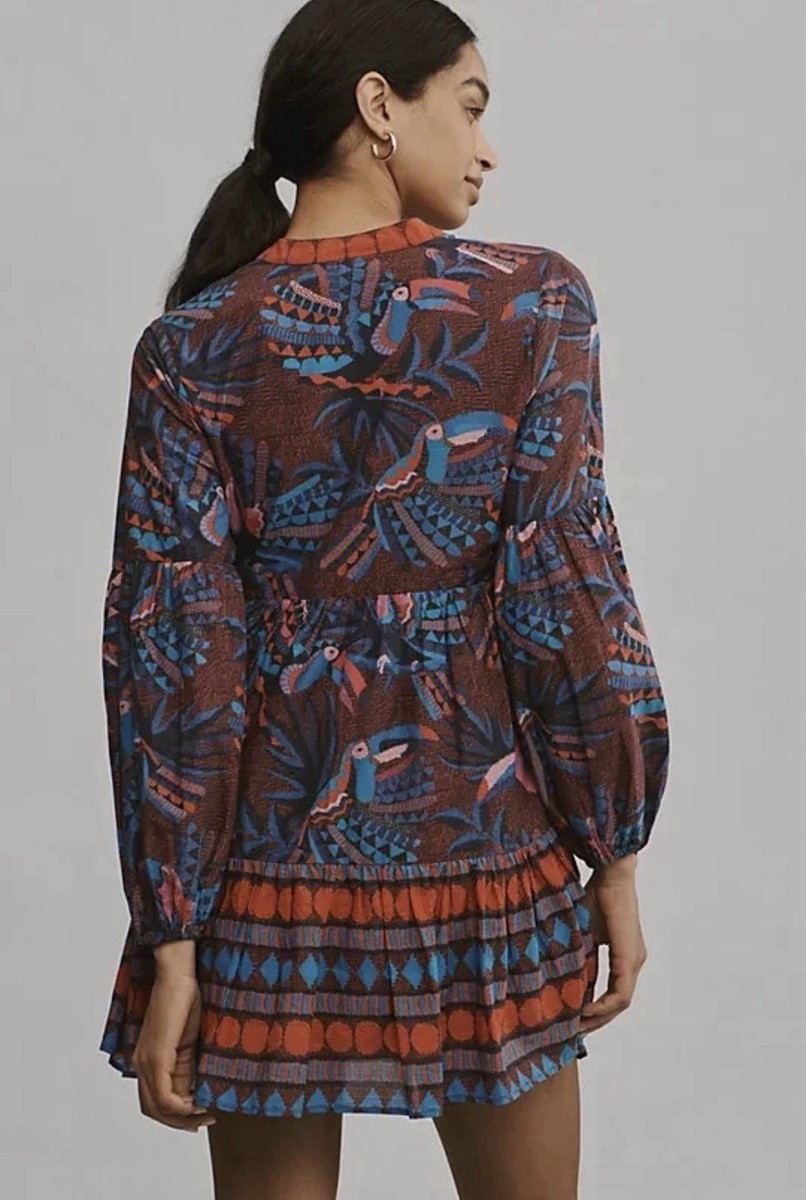 farm rio toucan mini dress Farm Rio Tropical Toucan Print Wrap Mini Dress Size L