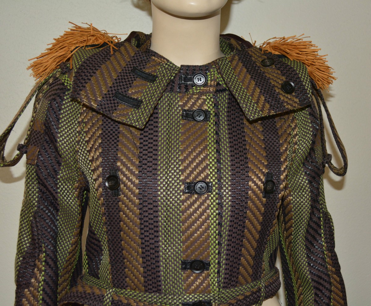 NWT BURBERRY PRORSUM $3995 WOMENS RAFFIA RUNWAY TRENCH