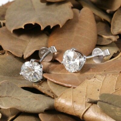 2Ct Lab Created Diamond Solitaire Martini Stud Earrings 14K White Gold Finish