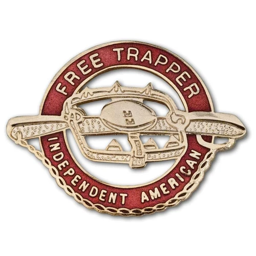 Free Trapper Badge  w/Pin on back Reenactment- Goldtone