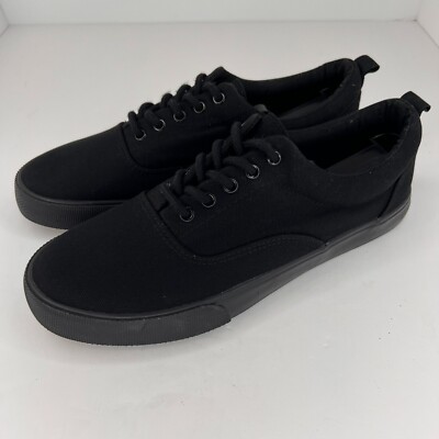 Mens Black Canvas Skateboarding Lace-Up Low Top Size 8  display picture 3
