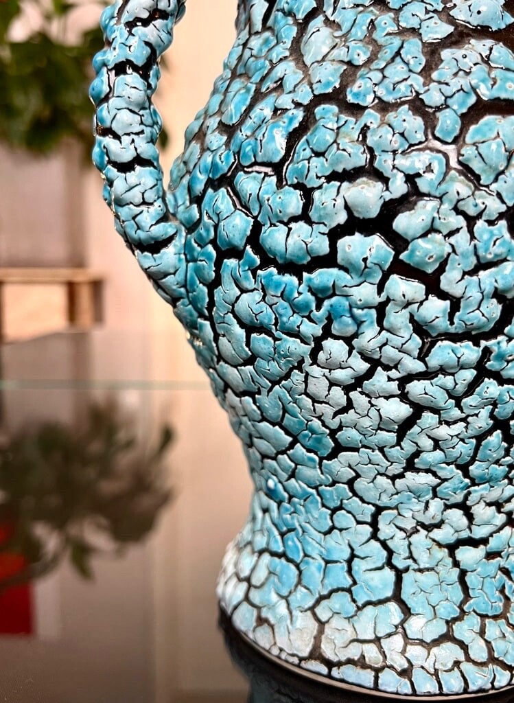 Vase Vallauris en Céramique Lave - Bleu Noir - Décoration Vintage