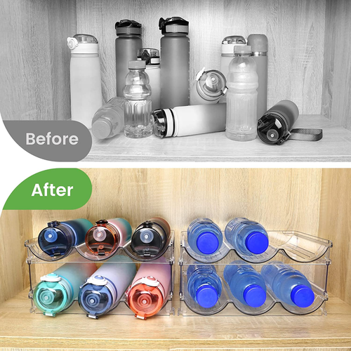 2er Pack Stapelbar Wasserflasche Organizer Regal - Küche Schrank Aufbewahrung Halter - Bild 4 von 8