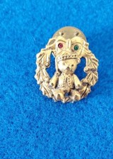 CHRISTMAS BEAR PIN, RED AND GREEN STONES AT THE TOP OF BEAR
