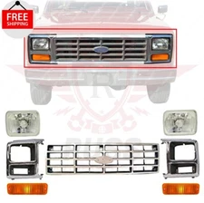 New Grille Headlamp Bulb Headlight Door Park Light 7PC Fits 1982-1986 Ford F-150