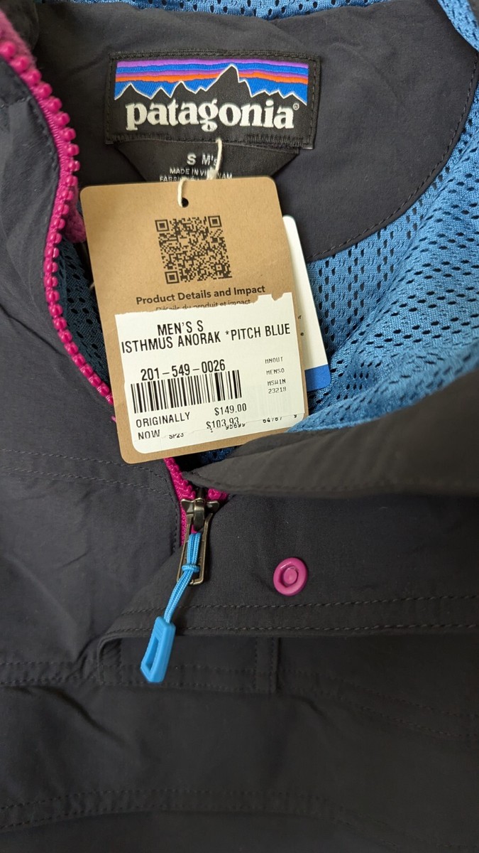 Patagonia Isthmus Anorak Men's Small Pitch Blue Windbreaker Patagonia Isthmus Anorak Men's Small Pitch Blue Windbreaker