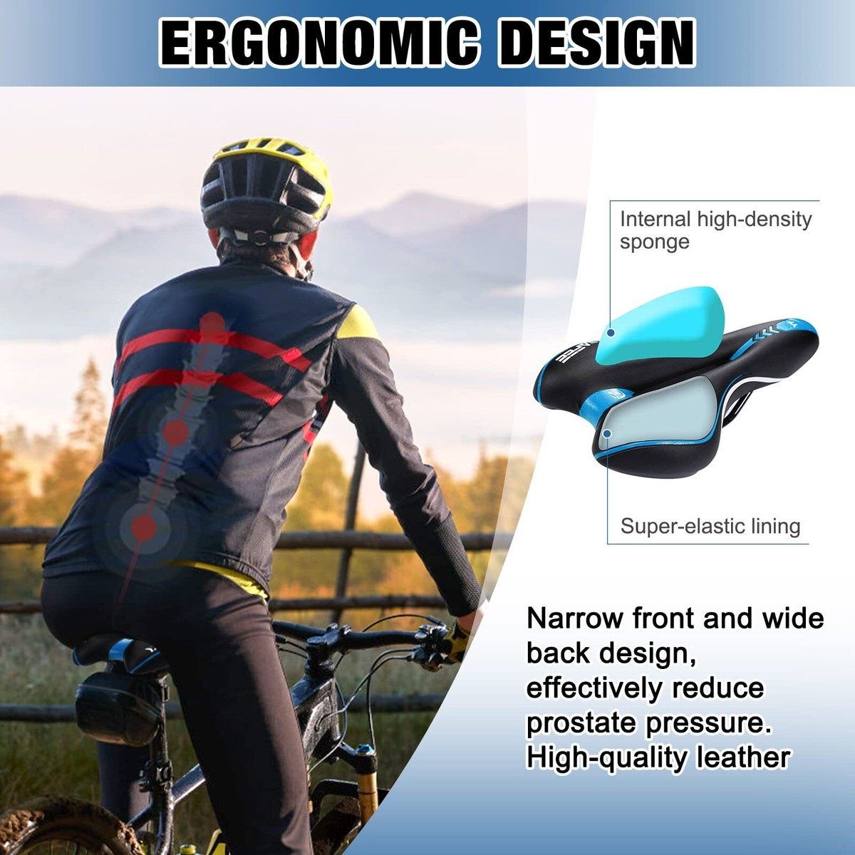 ENJOHOS Fahrradsattel Sportlich - Bequemer MTB Sattel 28x15cm | Wasserdicht & Atmungsaktiv