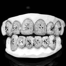 Custom Grillz .925 Sterling Silver Diamond Dust Handmade Real Grill Teeth