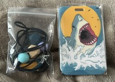 ID Badge Holder with Silicone Beaded Breakaway Lanyard Shark Theme