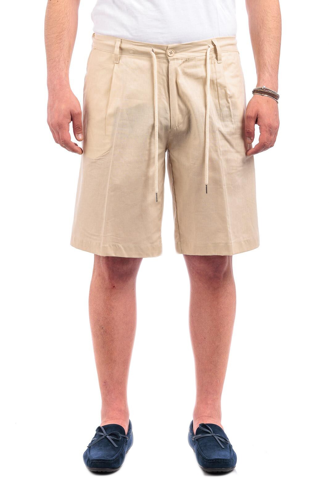 Bermudas Hombre 100 % Lino Made In Italy Pantalones Alicates Pantalones Corto...