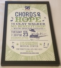 Clay Walker Autographed 11x17 Framed Benefit Concert Poster Clay Walker Autographed 11x17 Framed Benefit Concert Poster