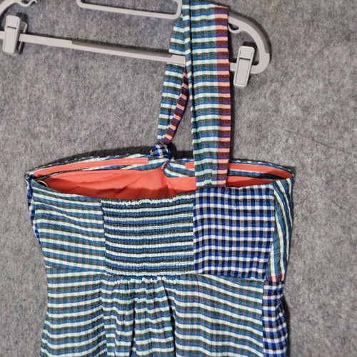 Anthropologie Maeve Kleid 6 Midi Landhaus Kern Picknick Crinkle Gaze kariert Spleiß - Bild 8 von 14
