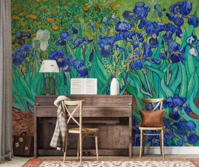 Van Gogh Irises Painting Wall Mural, Wallpaper. Self-adhesive, Removable