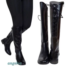 Eurosoft sofft 8.5 Wenda riding knee boots black adjustable shaft faux leather  