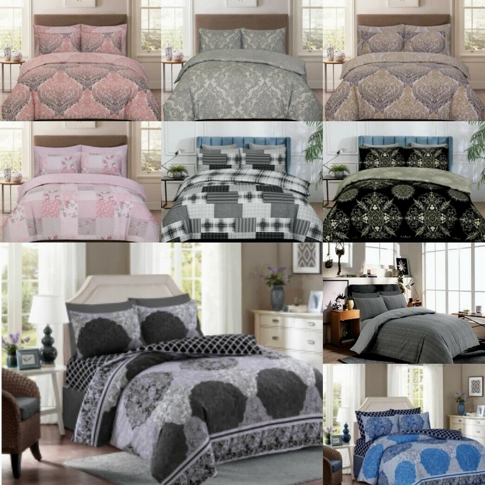 Juego de ropa de cama 3 piezas funda nórdica/colcha súper suave impresa con funda de almohada todos los tamaños Foto 2 de 3