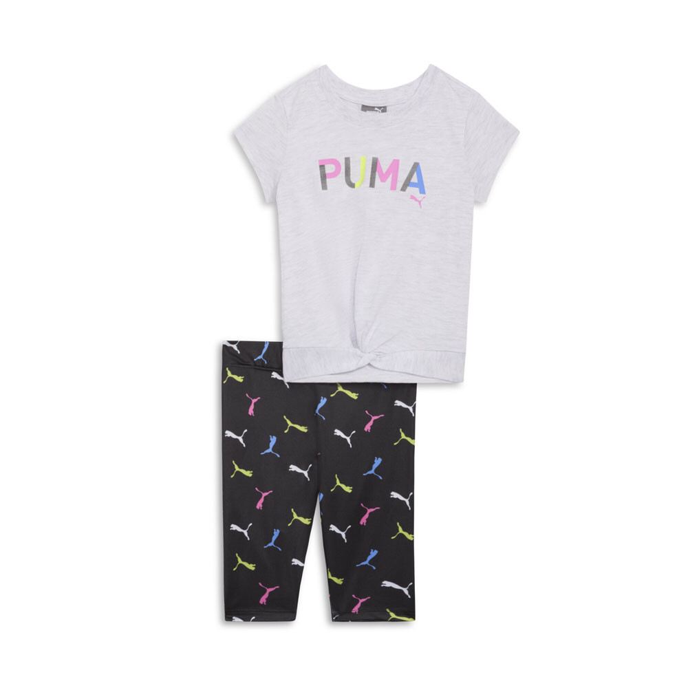 Комплект из 2 предметов Puma, футболка с круглым вырезом и коротким рукавом, леггинсы для маленьких девочек, размер от 4 лет, ок