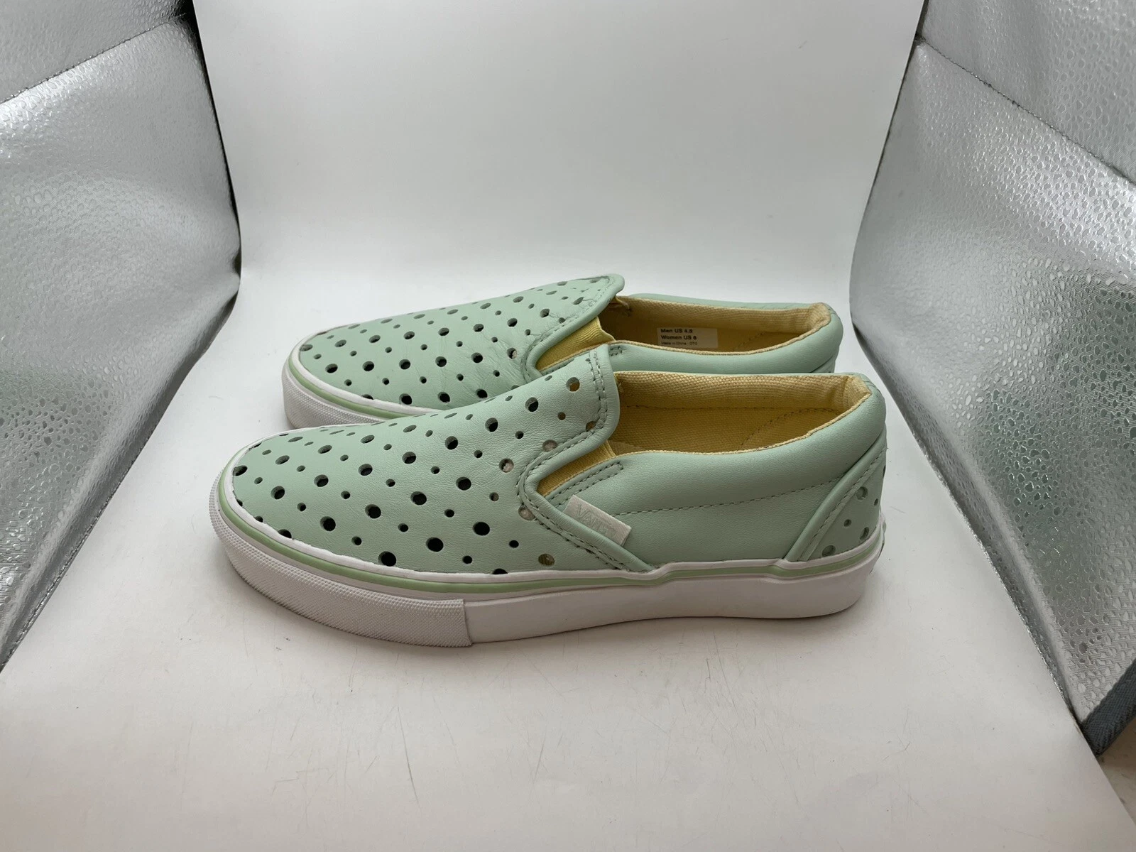 Mocassino skateboard VANs in pelle traforata verde menta uomo 4 5 donna 6