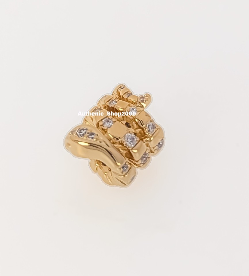 NEW 100% Authentic PANDORA 14K Gold Plated Pave Curled Snake Charm ...