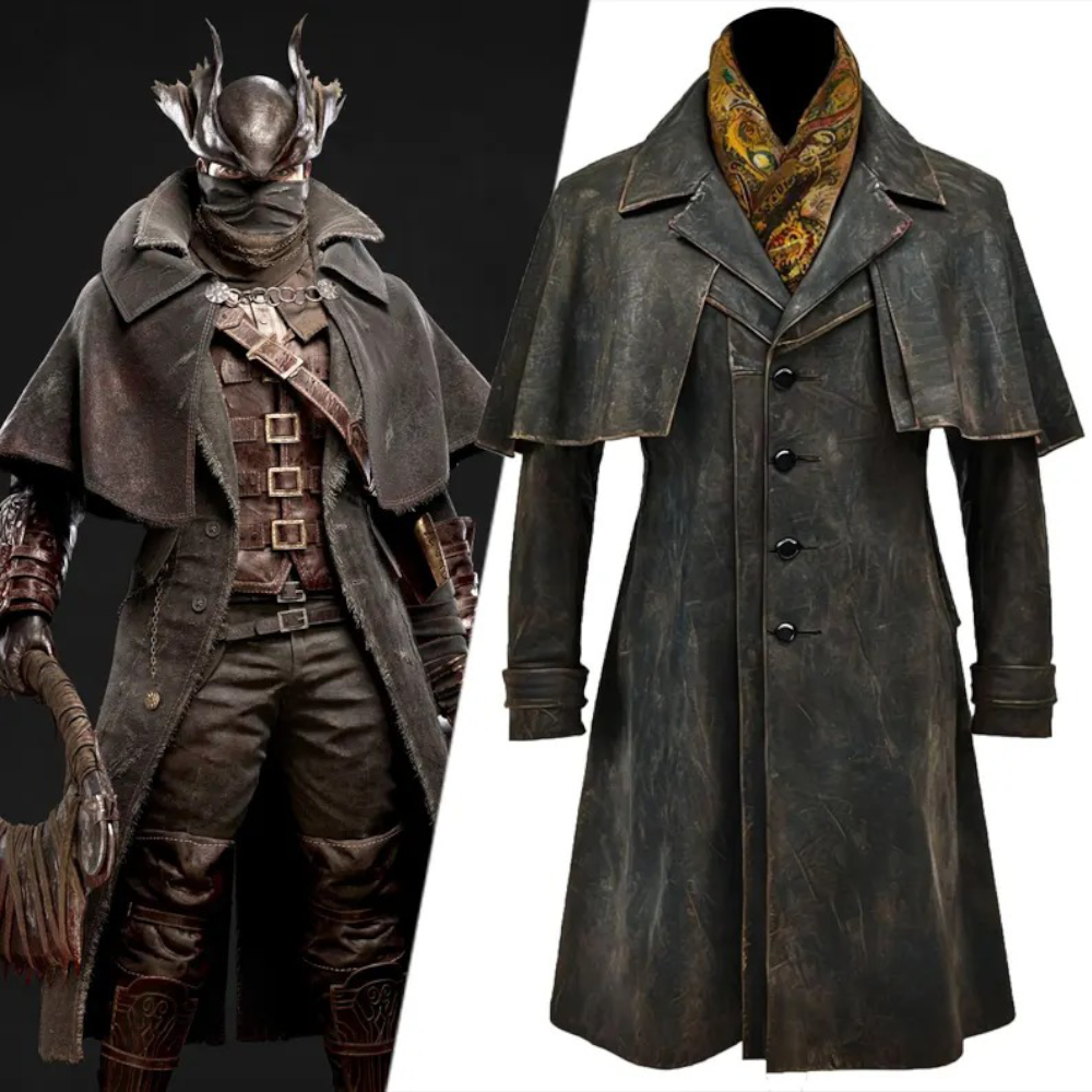 Bloodborne Hunter Leather Coat Distressed Long Trench Duster for Halloween  US
