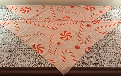 Peppermint Candy Cane Dog Bandanas Set of 2 MEDIUM LARGE Tie On Scarf Brand New