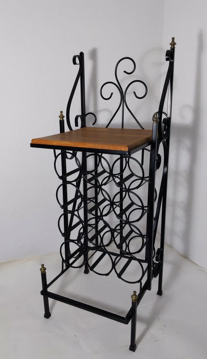 Vintage wrought iron wine rack sale