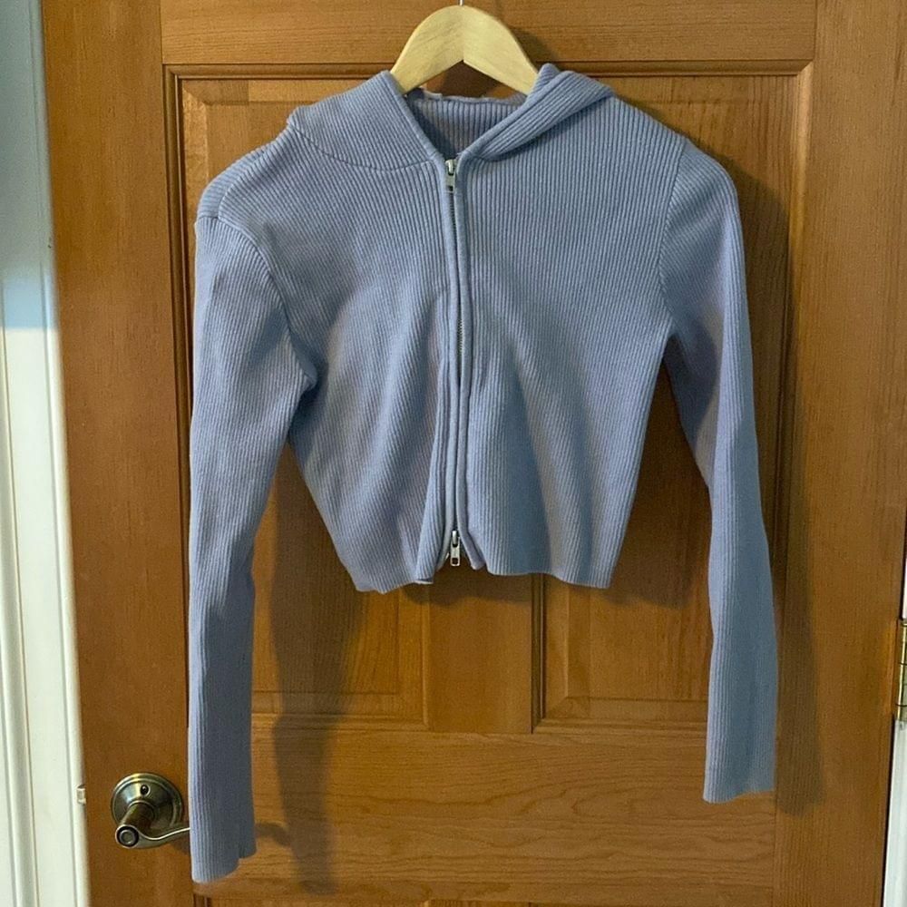 John Galt Brandy Melville One Size Purple Zip Up Hoodie Preowned fits  XS-Medium